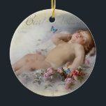 Sweet Dreams Keramik Ornament<br><div class="desc">A most beautiful and enchanting painting in the public domain of a cherub asleep on a white cloud. I have added butterflies,  and re-touched the painting and then laid it upon a vintage French post card.  © Wickedly Lovely/Julie McIver</div>
