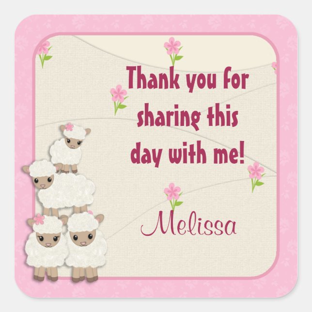 Sweet Dreams LAMB Baby Showquadratischer Aufkleber (Vorderseite)