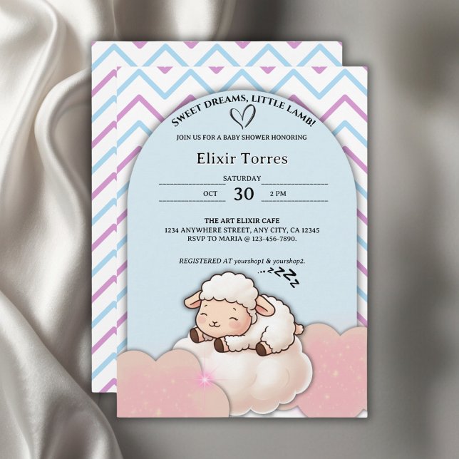 Sweet Dreams Little Lamb Niedlich Kawaii Babydusch Einladung (Von Creator hochgeladen)