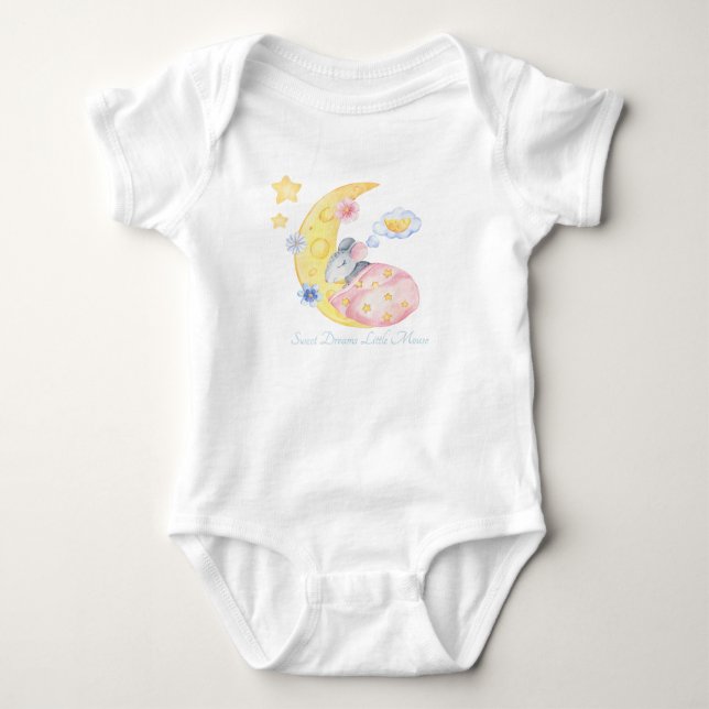 Sweet Dreams Little Mouse in 3 Farben Baby Strampler (Vorderseite)
