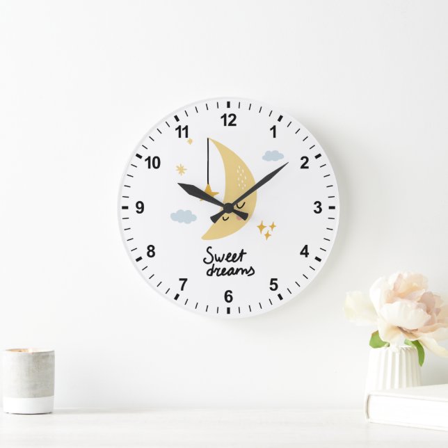 Sweet Dreams Moon & Stars Große Wanduhr (Zuhause)