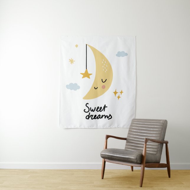 Sweet Dreams Moon & Stars Wandteppich (Beispiel)