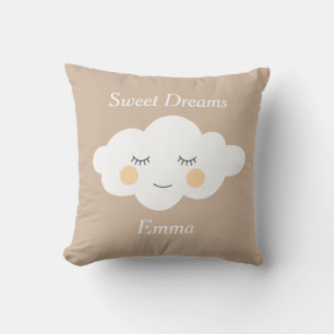 Sweet Dreams Name Sleepy Kawaii Cloud Pastel Kissen