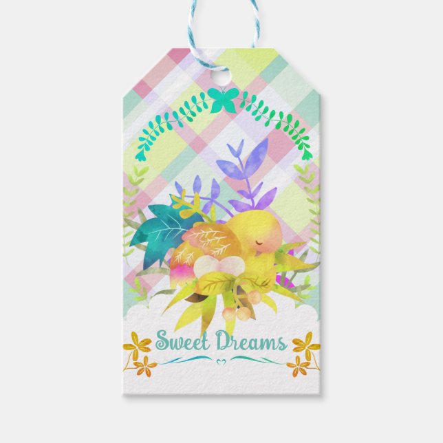 Sweet Dreams Nesting Bird Baby Geschenkanhänger (Vorderseite)