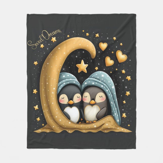 Sweet Dreams Niedlich Design Pinguin Fleecedecke (Vorderseite)
