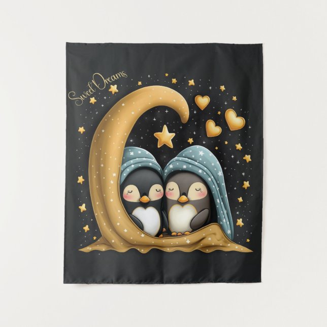 Sweet Dreams Niedlich Design Pinguin Wandteppich (Vorderseite)