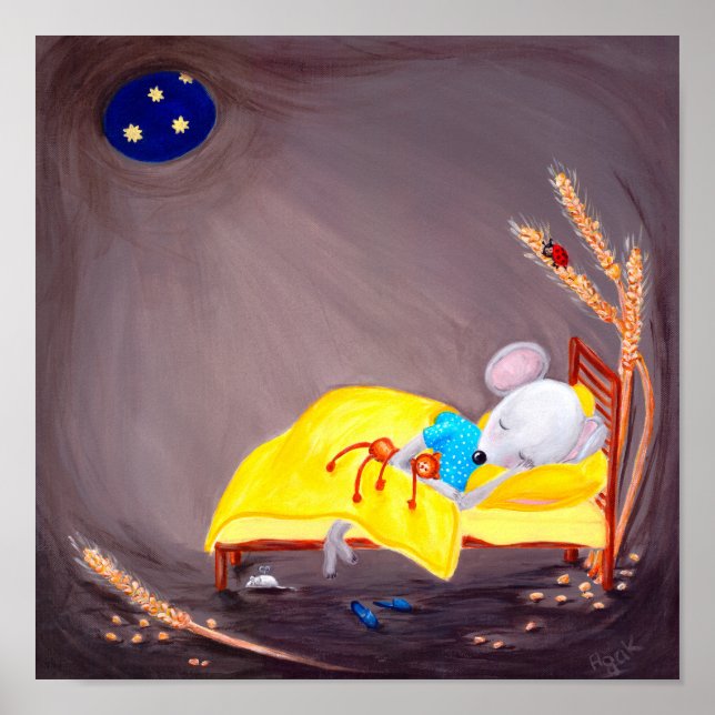 Sweet Dreams | Niedliches Kinderzimmer "Kleine Mau Poster (Vorne)