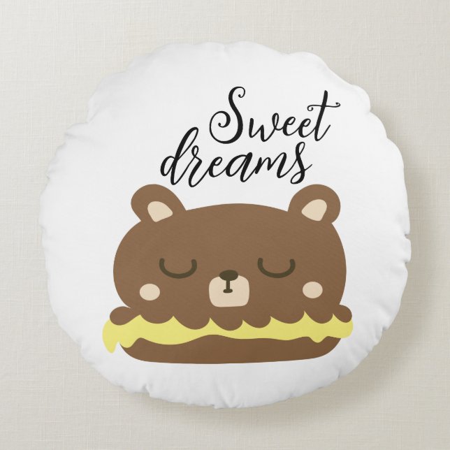 Sweet Dreams Rundes Kissen (Vorderseite)