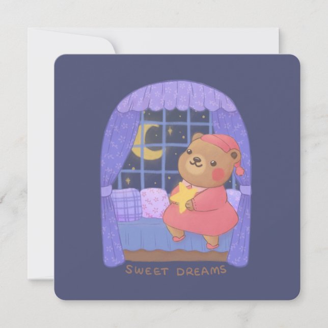 Sweet Dreams: Teddy Bären Illustration Karte (Vorderseite)