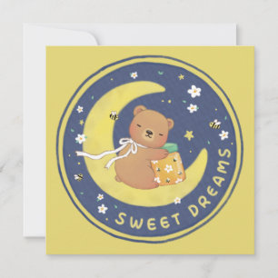 Sweet Dreams: Teddy Bear & Honey Illustration Feiertagskarte