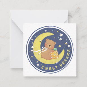 Sweet Dreams: Teddy Bear & Honey Illustration Mitteilungskarte