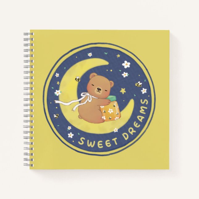 Sweet Dreams: Teddy Bear & Honey Illustration Notizbuch (Vorderseite)