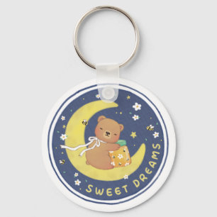 Sweet Dreams: Teddy Bear & Honey Illustration Schlüsselanhänger