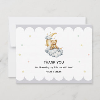 Sweet Dreams Teddy Bear on the Moon Dankeskarte