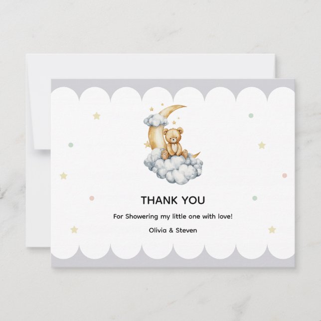 Sweet Dreams Teddy Bear on the Moon Dankeskarte (Vorderseite)