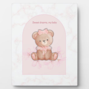 Sweet Dreams Teddy Bear Print Baby Girl Kinderzi Fotoplatte