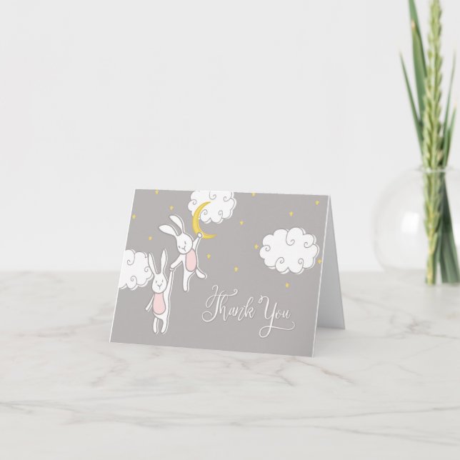 Sweet Dreams Twin Bunny Danke Karte (Vorderseite)