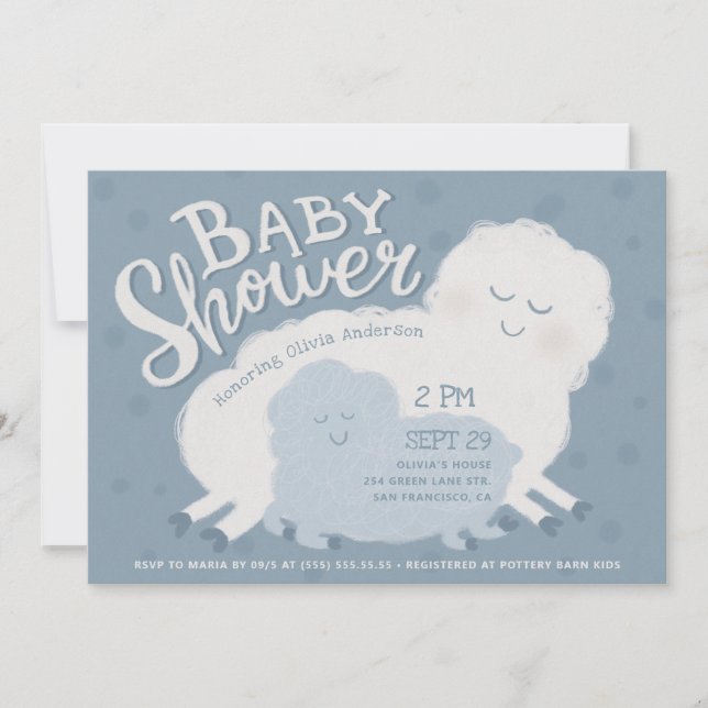 Sweet Dreamy Mom and baby animal Sheep Baby Dusche Einladung (Vorderseite)
