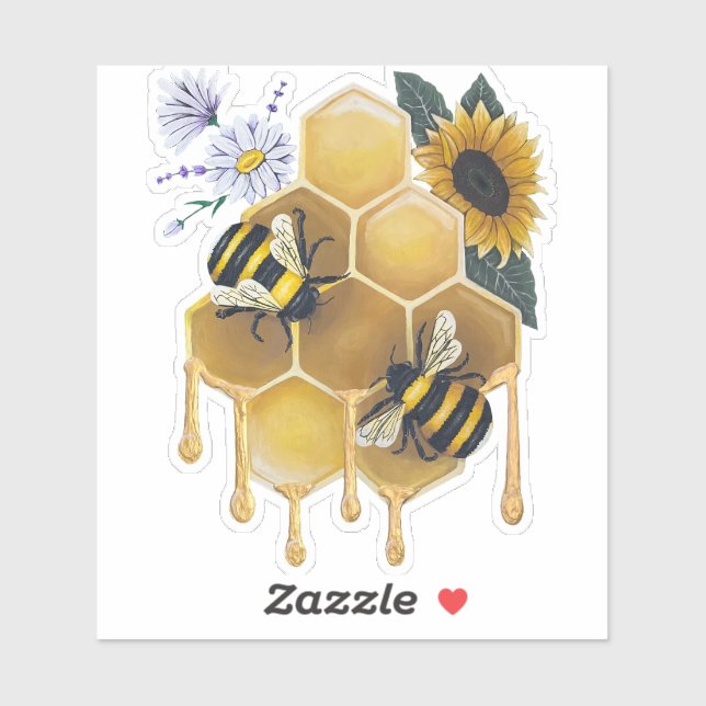 Sweet Dripping Honey Bee Die Cut Stickers Aufkleber (Blatt)