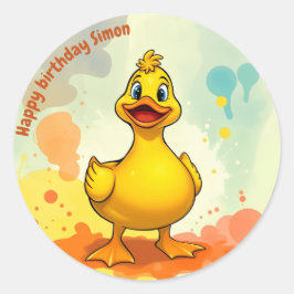 Sweet Duck Birthday Runder Aufkleber