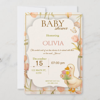 Sweet Duck Floral Baby Shower Invitation Einladung