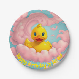 Sweet Duckling auf rosa Wolken Geburtstagsplatte Pappteller