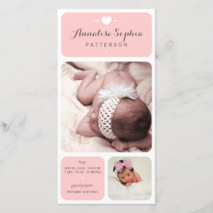 Sweet Duet Photo Baby Girl Faire-part de naissance