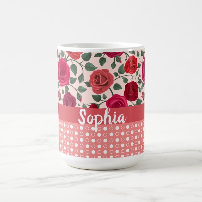 Sweet Dusty Pink Roses Personalisiert Kaffeetasse (Mittel)