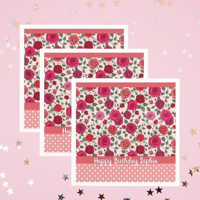 Sweet Dusty Pink Roses Personalisiert Napkins Serviette (Von Creator hochgeladen)