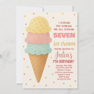 Sweet Editable Ice Cream Invitation Anniversaire