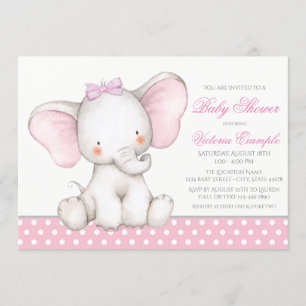 Sweet Elephant Baby Girl Shower Einladungen