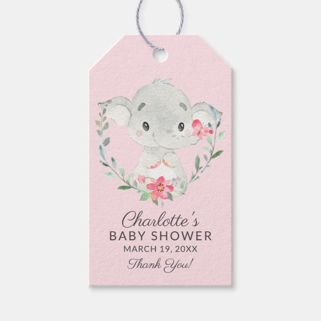 Sweet Elephant Baby Shower Gefallen Tag Geschenkanhänger (Vorderseite)