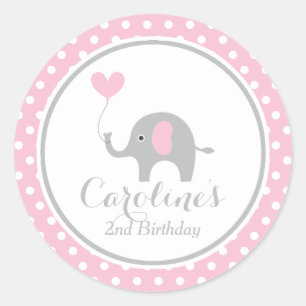 Sweet Elephant Birthday Sticker