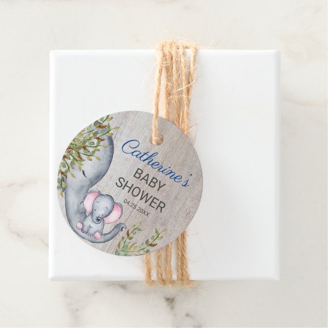 Sweet Elephant Floral Rustic Girl Baby Dusche Geschenkanhänger (Beispiel)