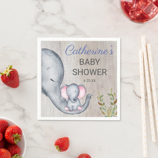 Sweet Elephant Floral Rustic Girl Baby Dusche Serviette (Beispiel)
