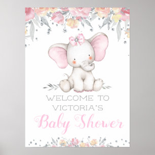 Sweet Elephant Girl Baby Dusche Begrüßungszeichen Poster