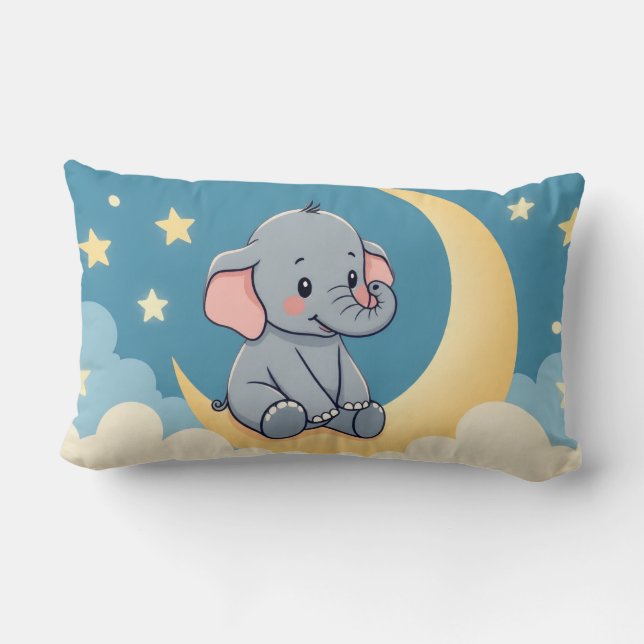 Sweet Elephant on Moon - Kids Pillow Lendenkissen (Rückseite)