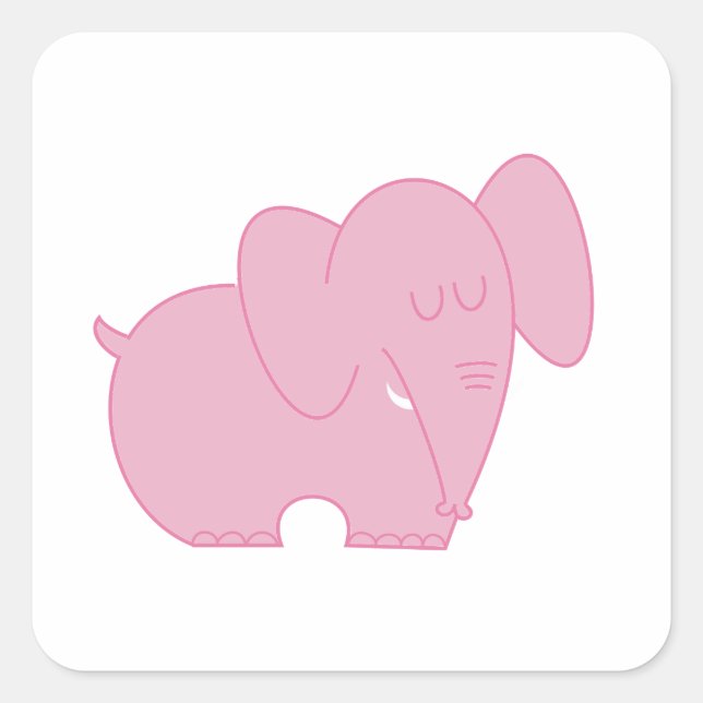 Sweet Elephant (Pink) Quadratischer Aufkleber (Vorderseite)