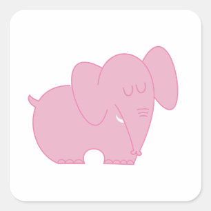 Sweet Elephant (Pink) Quadratischer Aufkleber