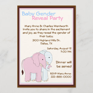 Sweet Elephants Baby Gender Reveal Party Einladung