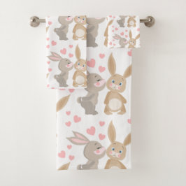 Sweet Enamored Bunnies Badhandtuch Set
