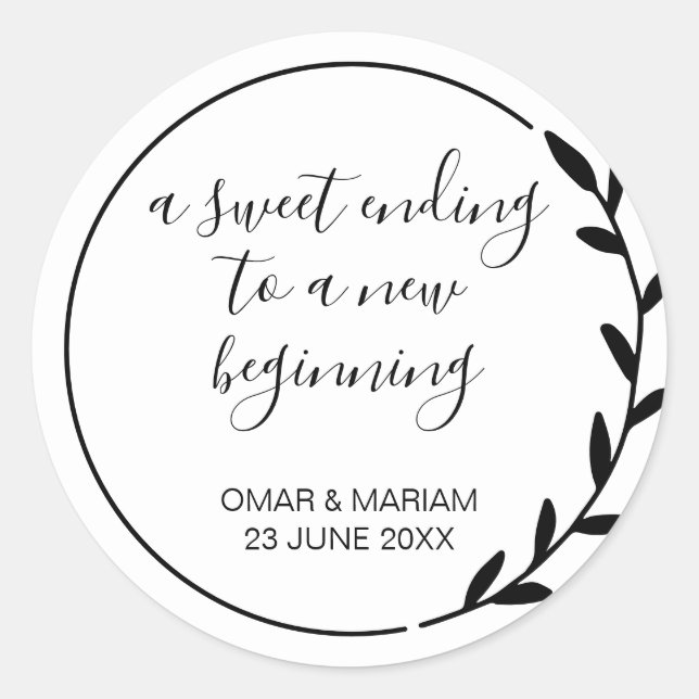 Sweet Ending Black and White Kraath Gastgeschenk H Runder Aufkleber (Vorderseite)