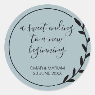 Sweet Ending New Beging Eukalyptus Wedding Runder Aufkleber