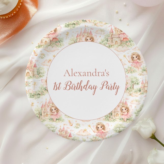 Sweet Fairy First Birthday Girl Pappteller (Von Creator hochgeladen)