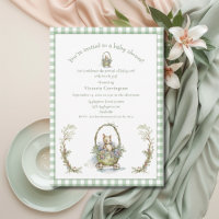 Sweet Fairytale Animal Green Gingham Baby Dusche