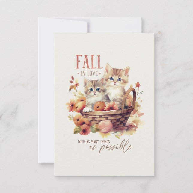 Sweet Fall Kittens in Pumpkin Basket Liebe Herbst  Dankeskarte (Vorderseite)