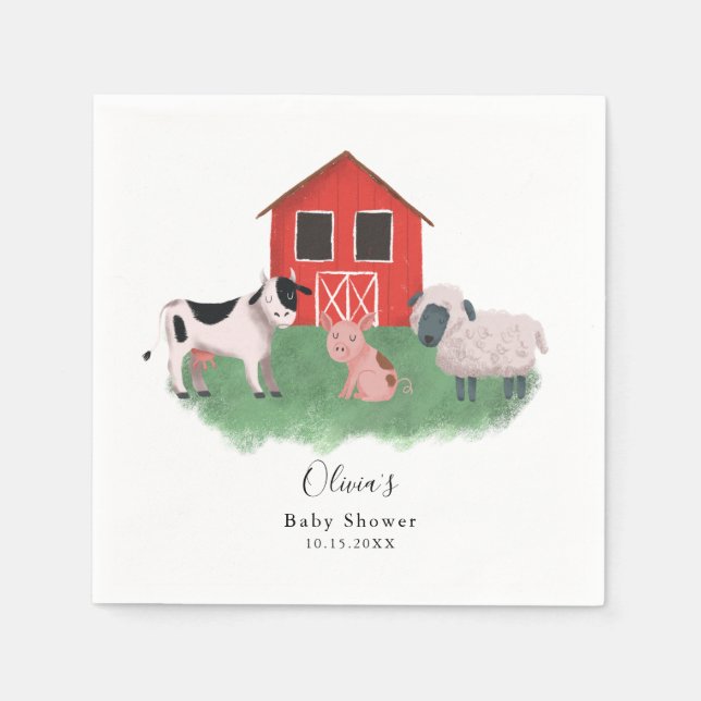 Sweet Farm Animals Baby Dusche Serviette (Vorderseite)