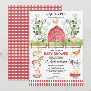 Sweet Farm Animals Barnyard Baby Dusche Einladung