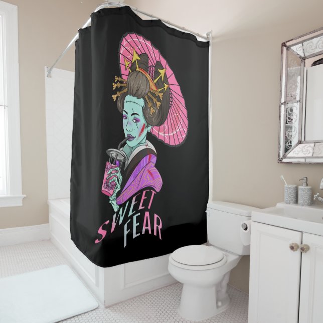 Sweet Fear Geisha Girl Zombie Duschvorhang (Beispiel)