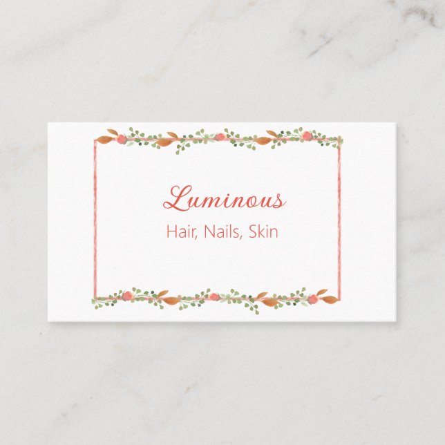 Sweet, Feminine Rose and Foliage Business Card Visitenkarte (Vorderseite)